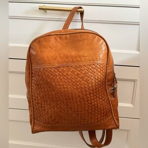 BACKPACK Genuine Leather BRAIDED, brown